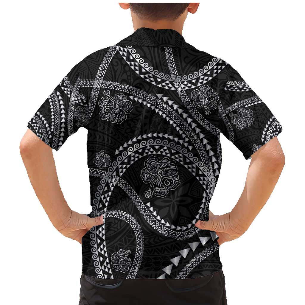 Hawaiian Kakau Art and Hisbiscus Tattoo Family Matching Mermaid Dress and Hawaiian Shirt Tribal Pattern-Silver Style - Polynesian Pride