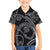 Hawaiian Kakau Art and Hisbiscus Tattoo Family Matching Off The Shoulder Long Sleeve Dress and Hawaiian Shirt Tribal Pattern-Silver Style - Polynesian Pride