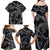 Hawaiian Kakau Art and Hisbiscus Tattoo Family Matching Off Shoulder Maxi Dress and Hawaiian Shirt Tribal Pattern-Silver Style - Polynesian Pride