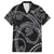 Hawaiian Kakau Art and Hisbiscus Tattoo Family Matching Off Shoulder Short Dress and Hawaiian Shirt Tribal Pattern-Silver Style - Polynesian Pride