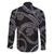 Hawaiian Kakau Art and Hisbiscus Tattoo Family Matching Off Shoulder Short Dress and Hawaiian Shirt Tribal Pattern-Silver Style - Polynesian Pride