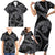Hawaiian Kakau Art and Hisbiscus Tattoo Family Matching Short Sleeve Bodycon Dress and Hawaiian Shirt Tribal Pattern-Silver Style - Polynesian Pride