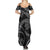 Hawaiian Kakau Art and Hisbiscus Tattoo Family Matching Summer Maxi Dress and Hawaiian Shirt Tribal Pattern-Silver Style - Polynesian Pride
