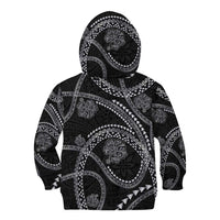 Hawaiian Kakau Art and Hisbiscus Tattoo Kid Hoodie Tribal Pattern-Silver Style - Polynesian Pride