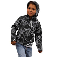 Hawaiian Kakau Art and Hisbiscus Tattoo Kid Hoodie Tribal Pattern-Silver Style - Polynesian Pride