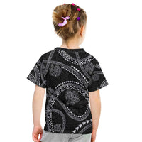 Hawaiian Kakau Art and Hisbiscus Tattoo Kid T Shirt Tribal Pattern-Silver Style - Polynesian Pride