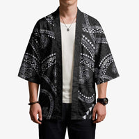 Hawaiian Kakau Art and Hisbiscus Tattoo Kimono Tribal Pattern-Silver Style - Polynesian Pride