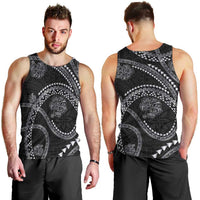 Hawaiian Kakau Art and Hisbiscus Tattoo Men Tank Top Tribal Pattern-Silver Style - Polynesian Pride