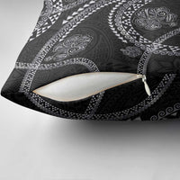 Hawaiian Kakau Art and Hisbiscus Tattoo Pillow Cover Tribal Pattern-Silver Style - Polynesian Pride