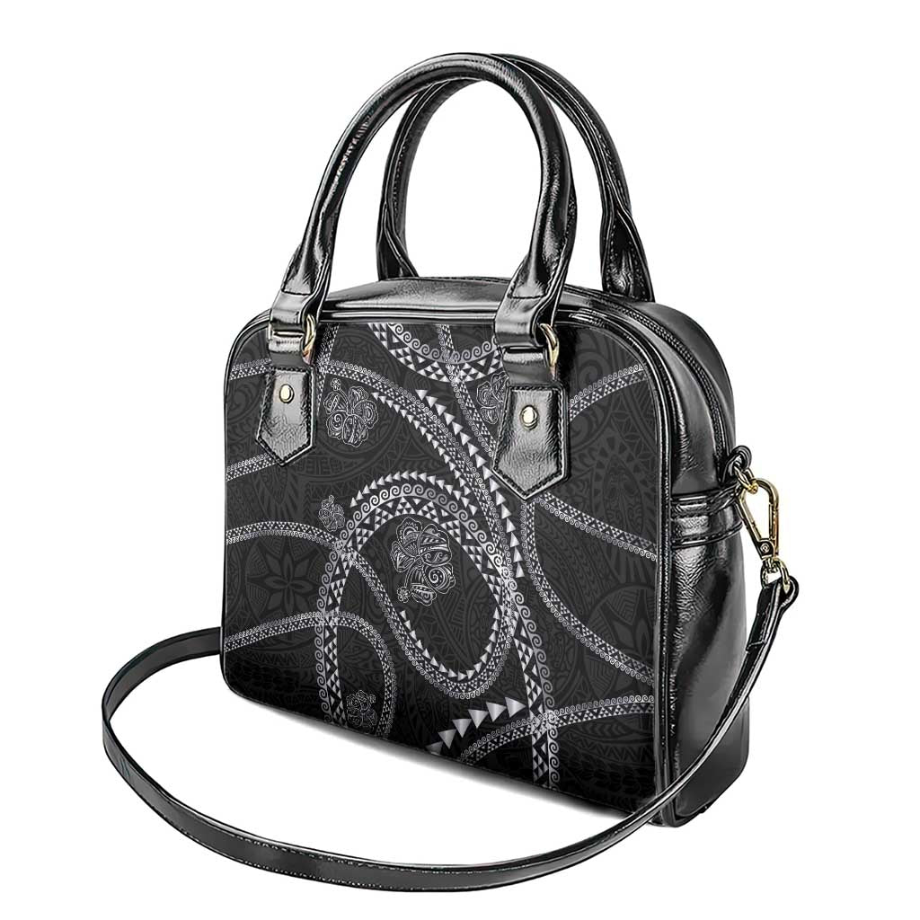 Hawaiian Kakau Art and Hisbiscus Tattoo Shoulder Handbag Tribal Pattern-Silver Style - Polynesian Pride