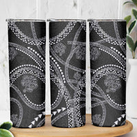Hawaiian Kakau Art and Hisbiscus Tattoo Skinny Tumbler Tribal Pattern-Silver Style - Polynesian Pride