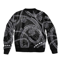 Hawaiian Kakau Art and Hisbiscus Tattoo Sleeve Zip Bomber Jacket Tribal Pattern-Silver Style - Polynesian Pride