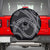 Hawaiian Kakau Art and Hisbiscus Tattoo Spare Tire Cover Tribal Pattern-Silver Style - Polynesian Pride