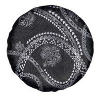 Hawaiian Kakau Art and Hisbiscus Tattoo Spare Tire Cover Tribal Pattern-Silver Style - Polynesian Pride