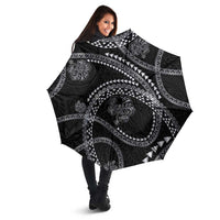 Hawaiian Kakau Art and Hisbiscus Tattoo Umbrella Tribal Pattern-Silver Style - Polynesian Pride
