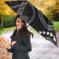 Hawaiian Kakau Art and Hisbiscus Tattoo Umbrella Tribal Pattern-Silver Style - Polynesian Pride