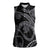 Hawaiian Kakau Art and Hisbiscus Tattoo Women Sleeveless Polo Shirt Tribal Pattern-Silver Style - Polynesian Pride