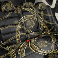 Hawaiian Kakau Art and Hisbiscus Tattoo Back Car Seat Cover Tribal Pattern-Gold Style - Polynesian Pride
