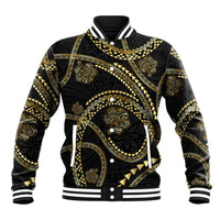Hawaiian Kakau Art and Hisbiscus Tattoo Baseball Jacket Tribal Pattern-Gold Style - Polynesian Pride