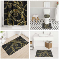 Hawaiian Kakau Art and Hisbiscus Tattoo Bathroom Set Tribal Pattern-Gold Style - Polynesian Pride