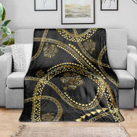 Hawaiian Kakau Art and Hisbiscus Tattoo Blanket Tribal Pattern-Gold Style - Polynesian Pride