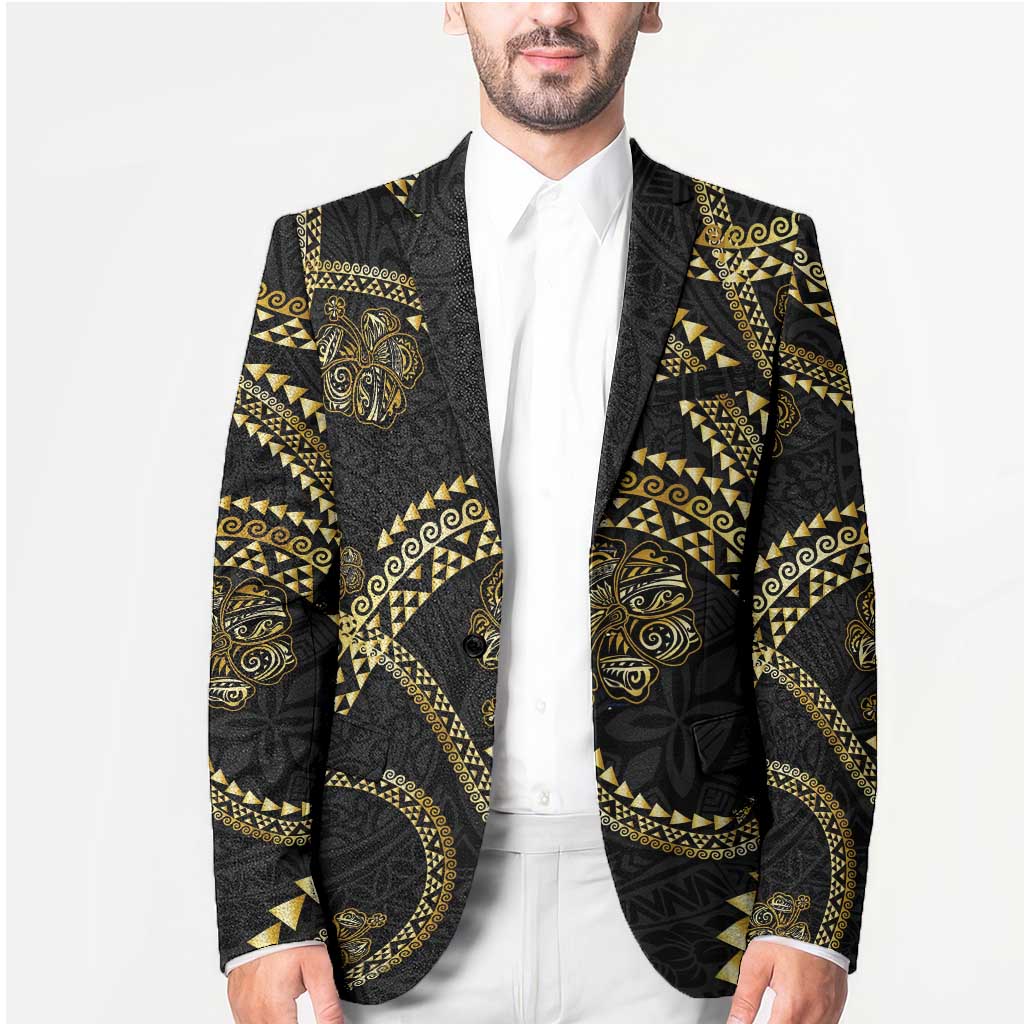 Hawaiian Kakau Art and Hisbiscus Tattoo Blazer Tribal Pattern-Gold Style - Polynesian Pride