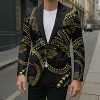 Hawaiian Kakau Art and Hisbiscus Tattoo Blazer Tribal Pattern-Gold Style - Polynesian Pride