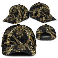 Hawaiian Kakau Art and Hisbiscus Tattoo Classic Cap Tribal Pattern-Gold Style - Polynesian Pride