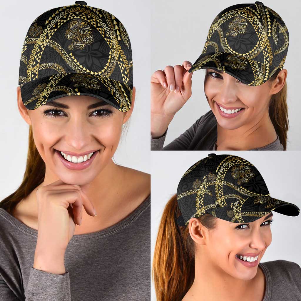Hawaiian Kakau Art and Hisbiscus Tattoo Classic Cap Tribal Pattern-Gold Style - Polynesian Pride