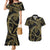 Hawaiian Kakau Art and Hisbiscus Tattoo Couples Matching Mermaid Dress and Hawaiian Shirt Tribal Pattern-Gold Style - Polynesian Pride