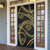 Hawaiian Kakau Art and Hisbiscus Tattoo Door Cover Tribal Pattern-Gold Style - Polynesian Pride