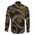 Hawaiian Kakau Art and Hisbiscus Tattoo Family Matching Long Sleeve Bodycon Dress and Hawaiian Shirt Tribal Pattern-Gold Style - Polynesian Pride