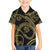 Hawaiian Kakau Art and Hisbiscus Tattoo Family Matching Long Sleeve Bodycon Dress and Hawaiian Shirt Tribal Pattern-Gold Style - Polynesian Pride