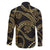 Hawaiian Kakau Art and Hisbiscus Tattoo Family Matching Off The Shoulder Long Sleeve Dress and Hawaiian Shirt Tribal Pattern-Gold Style - Polynesian Pride