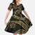 Hawaiian Kakau Art and Hisbiscus Tattoo Family Matching Short Sleeve Bodycon Dress and Hawaiian Shirt Tribal Pattern-Gold Style - Polynesian Pride