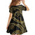 Hawaiian Kakau Art and Hisbiscus Tattoo Family Matching Short Sleeve Bodycon Dress and Hawaiian Shirt Tribal Pattern-Gold Style - Polynesian Pride