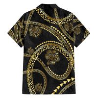 Hawaiian Kakau Art and Hisbiscus Tattoo Hawaiian Shirt Tribal Pattern-Gold Style - Polynesian Pride