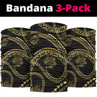 Hawaiian Kakau Art and Hisbiscus Tattoo Neck Gaiter Tribal Pattern-Gold Style - Polynesian Pride