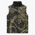 Hawaiian Kakau Art and Hisbiscus Tattoo Sleeveless Puffer Jacket Tribal Pattern-Gold Style - Polynesian Pride