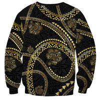Hawaiian Kakau Art and Hisbiscus Tattoo Sweatshirt Tribal Pattern-Gold Style - Polynesian Pride