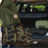 Hawaiian Kakau Art and Hisbiscus Tattoo Travel Bag Tribal Pattern-Gold Style - Polynesian Pride