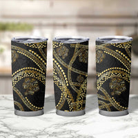Hawaiian Kakau Art and Hisbiscus Tattoo Tumbler Cup Tribal Pattern-Gold Style - Polynesian Pride