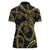 Hawaiian Kakau Art and Hisbiscus Tattoo Women Polo Shirt Tribal Pattern-Gold Style - Polynesian Pride