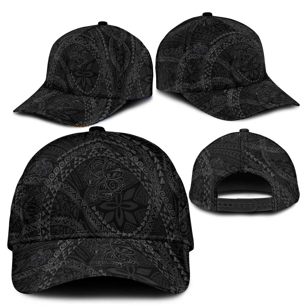 Hawaiian Kakau Art and Hisbiscus Tattoo Classic Cap Tribal Pattern-Black Gradient Style - Polynesian Pride