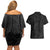 Hawaiian Kakau Art and Hisbiscus Tattoo Couples Matching Off Shoulder Short Dress and Hawaiian Shirt Tribal Pattern-Black Gradient Style - Polynesian Pride