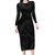 Hawaiian Kakau Art and Hisbiscus Tattoo Family Matching Long Sleeve Bodycon Dress and Hawaiian Shirt Tribal Pattern-Black Gradient Style - Polynesian Pride