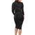 Hawaiian Kakau Art and Hisbiscus Tattoo Family Matching Long Sleeve Bodycon Dress and Hawaiian Shirt Tribal Pattern-Black Gradient Style - Polynesian Pride