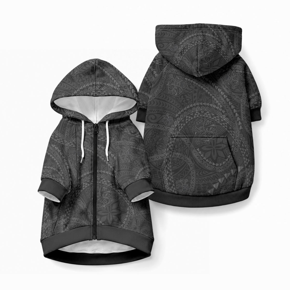 Hawaiian Kakau Art and Hibiscus Tattoo Pet Hoodie