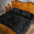 Hawaiian Kakau Art and Hisbiscus Tattoo Quilt Bed Set Tribal Pattern-Black Gradient Style - Polynesian Pride