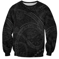 Hawaiian Kakau Art and Hisbiscus Tattoo Sweatshirt Tribal Pattern-Black Gradient Style - Polynesian Pride